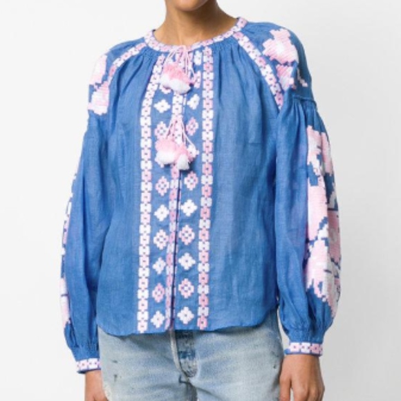 March 11 Tops - March 11 Flower Pixel Embroidered Blouse March 11 Tops - March 11 Flower Pixel Embroidered Blouse